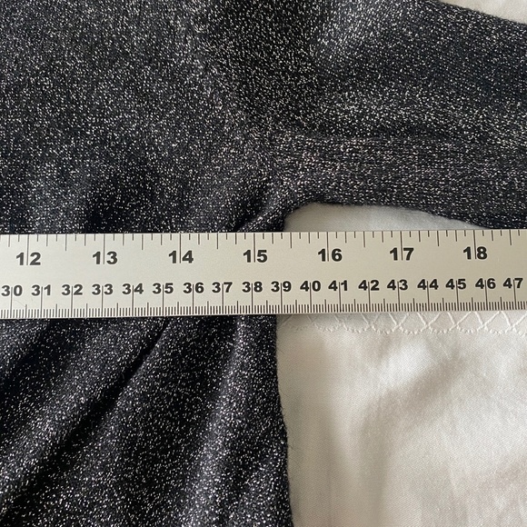 Molly Bracken Women's Black Front Twist Knot Silver Glitter Lightweight Sweater - Picture 9 of 12